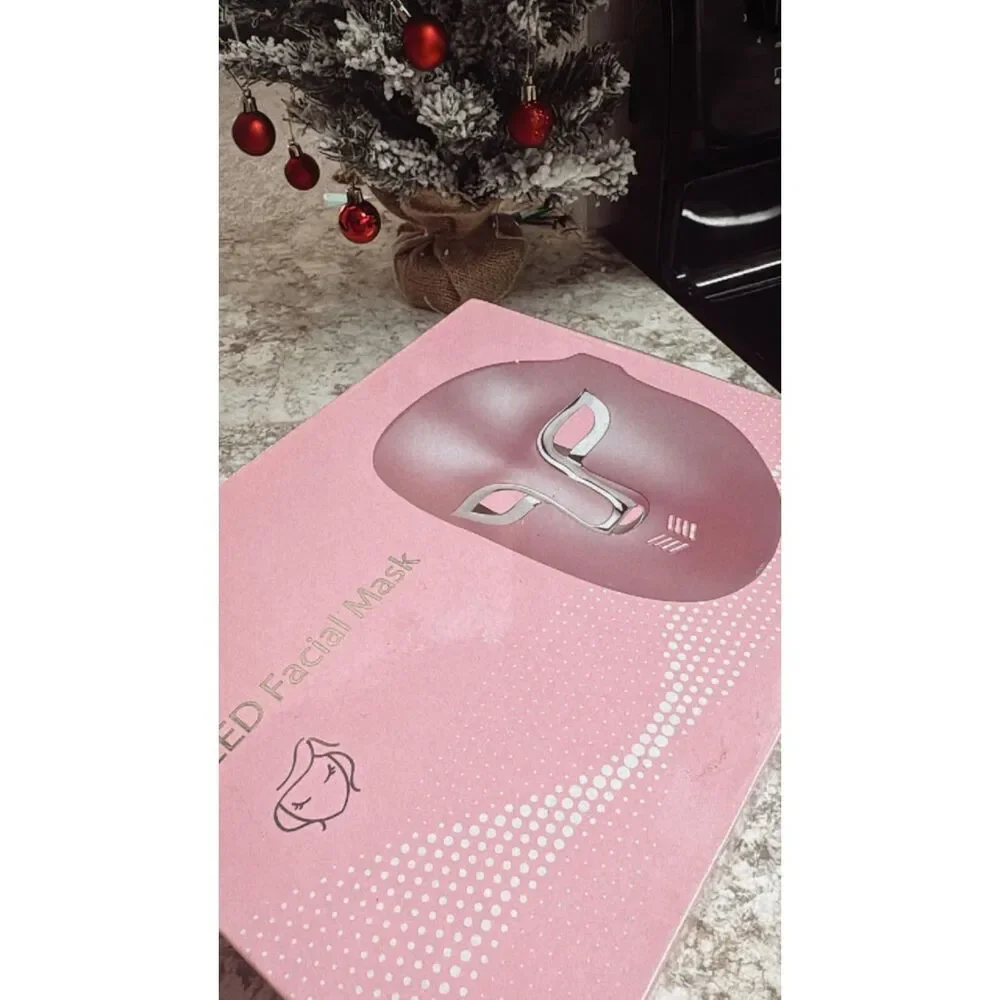 Auxoliev LED Facial Skincare Mask 4 Modes Remote Rechargeable Pink